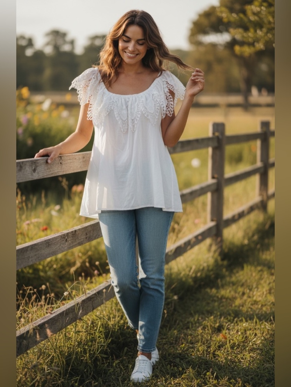 Merona Ivory Lace Ruffle Blouse - Picture 4 of 6